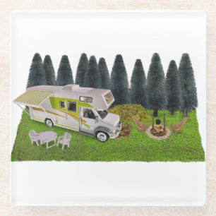 RV Camper im Wald Glasuntersetzer