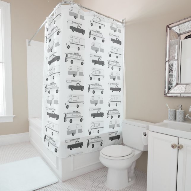 RV Campervan vanlife Motorhome Anhänger CUSTOMIZE Duschvorhang (Beispiel)