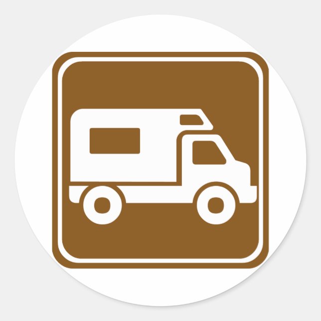 RV Campground Highlights Runder Aufkleber (Vorderseite)