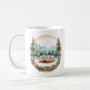 RV-Camping im Wald, RV-Camper Kaffeetasse