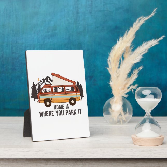 RV Camping Trailer "Zuhause is where you park It" Fotoplatte (Seite)