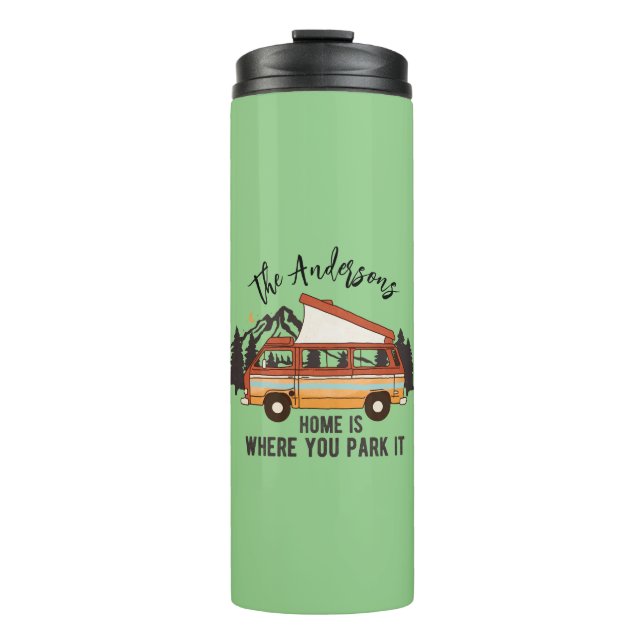 RV Camping Trailer Zuhause: Parken Sie es. Thermosbecher (Vorderseite)