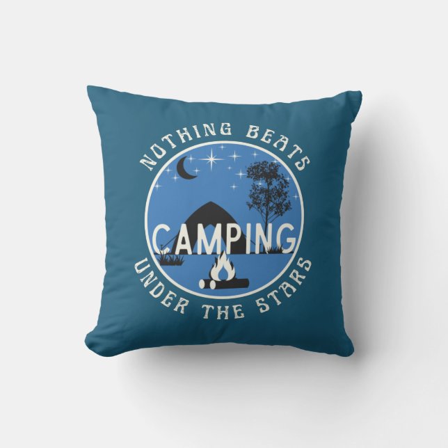 RV Décor - Blau Nichts schlägt Camping unter Stern Kissen (Vorderseite)