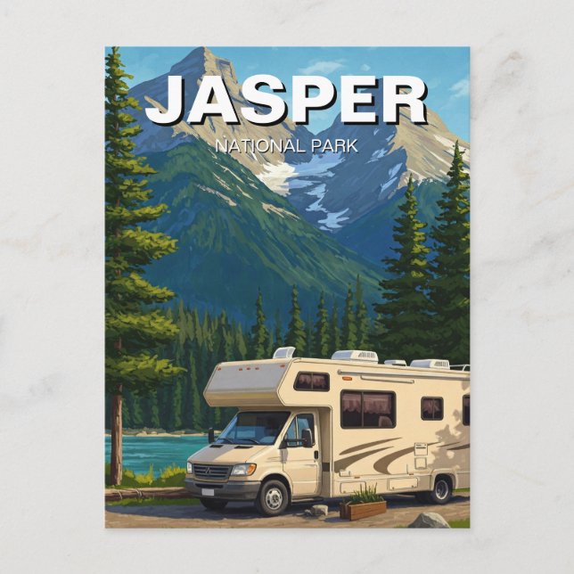 RV im Jasper-Nationalpark Kanada Postkarte (Vorderseite)