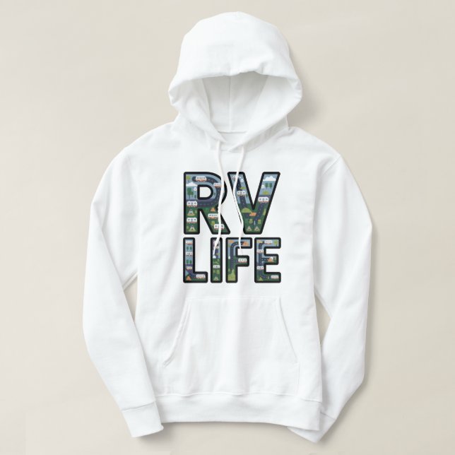 RV Life Adventure Camper Road Trip Typografie Hoodie (Design vorne)