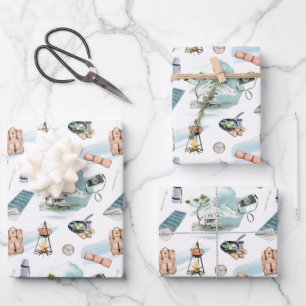 RV-LKW-Camper-Wald-Abenteuer-Camping-Muster Geschenkpapier Set