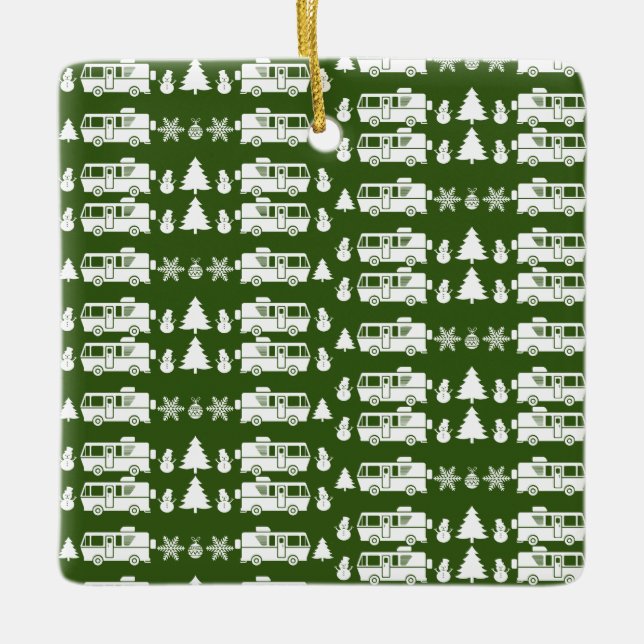RV Motorhome Weihnachtsdekor Keramikornament (Vorderseite)