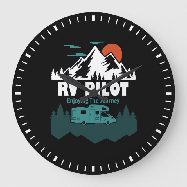 RV Pilot Camping Motorhome Reise Geschenk Große Wanduhr (Vorderseite)