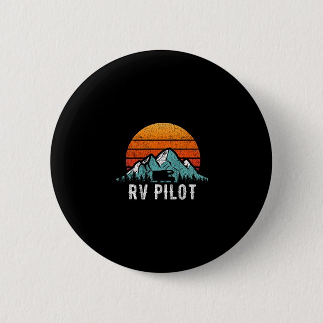 RV-Pilot-Shirt Wohnmobil Reise Urlaub Geschenk  Button (Vorderseite)