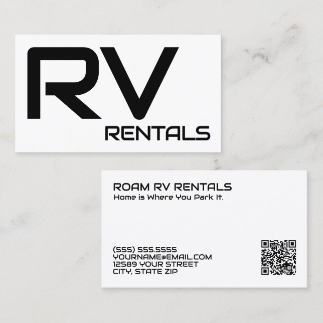 🚐 RV Rentals Custom QR Visitenkarte (Vorne/Hinten)