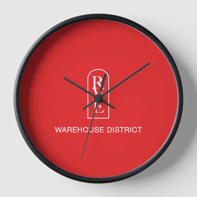 RVE WAREHOUSE DISTRICT Round Clock Uhr (Vorderseite)