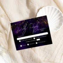 RVSP Dark Lila Watercolor Magical Gold Wedding