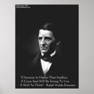 RW Emerson Intelligenz & Charakter Zitat Poster