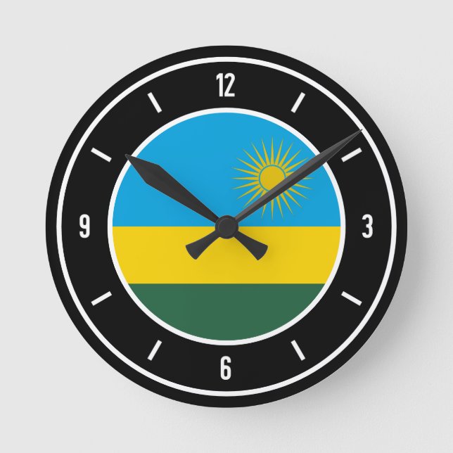 Rwanda Flag Elegant Runde Wanduhr (Vorderseite)