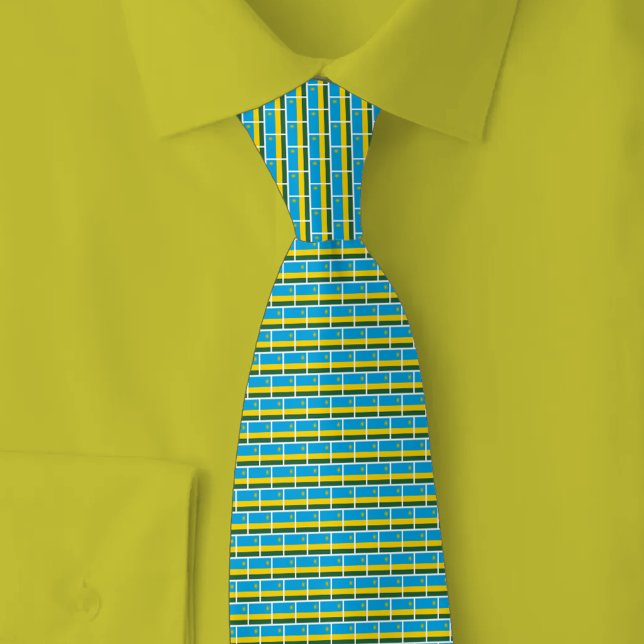Rwanda-Flagge Ziegelmuster Krawatte (Von Creator hochgeladen)