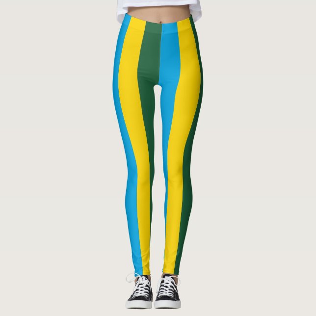 Rwanda National Flag Colors Vertikal gestreift Leggings (Vorderseite)