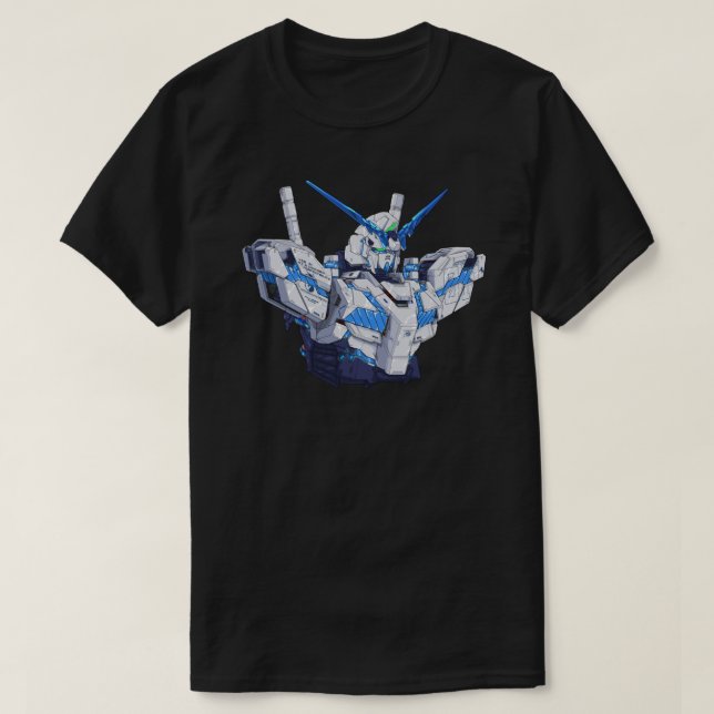 RX-0 Unicorn Gundam Perfectibility (Blue) Aufklebe T-Shirt (Design vorne)