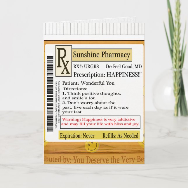 RX Funny Happy Prescription Karte (Vorderseite)