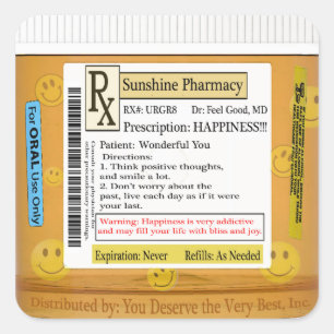 RX Funny Happy Prescription Quadratischer Aufkleber