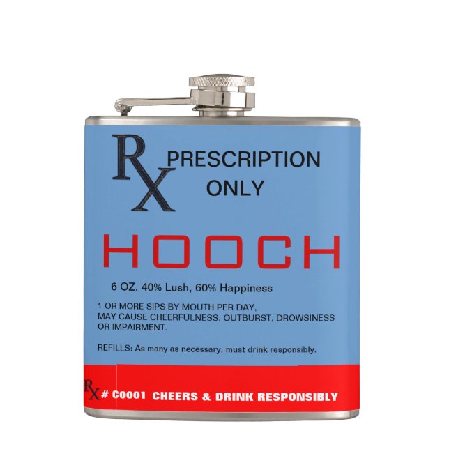 RX Prescription Hooch Flask Flachmann (Vorderseite)