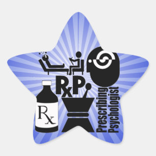 RxP LOGO Verschreibung Psychologe. Stern-Aufkleber