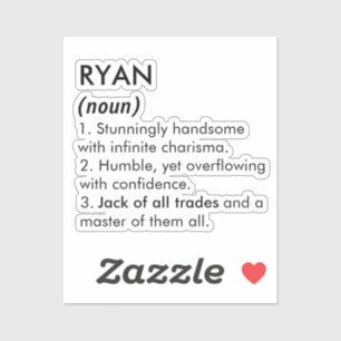 Ryan Name, Bearbeitbarer Name, Benutzerdefinierter Aufkleber