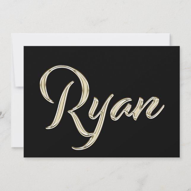 Ryan Name white gold Handwriting Karte (Vorderseite)