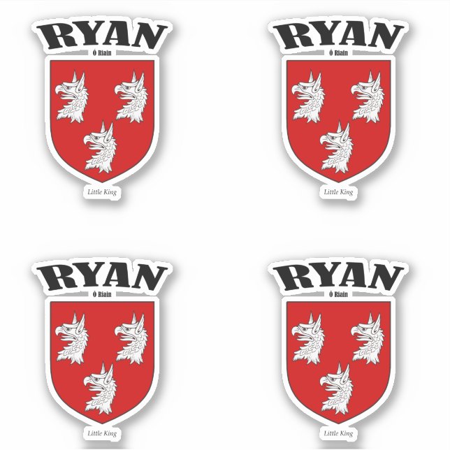 Ryan Wappen Irish Translation & Meaning (x4) Aufkleber (Vorderseite)