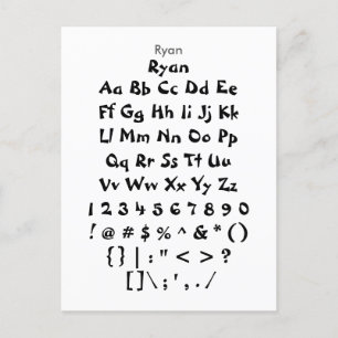 Ryan - Zazzle Schriftart Sampler Sheet Postkarte