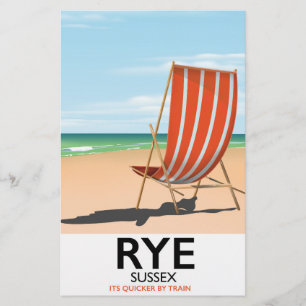 Rye Beach Sussex "ist schneller per Zug Briefpapier