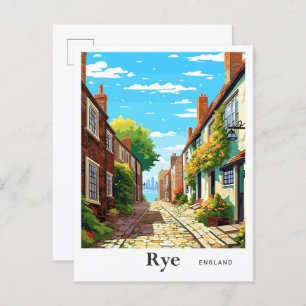 Rye England Art Vintage Reise Illustration Postkarte