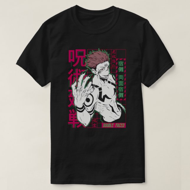 Ryomen Sukuna Double Faced Anime Kunst T-Shirt (Design vorne)