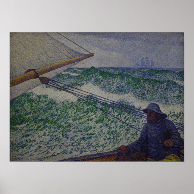 Rysselberghe - Der Mann am Tiller 1892 Poster (Vorne)