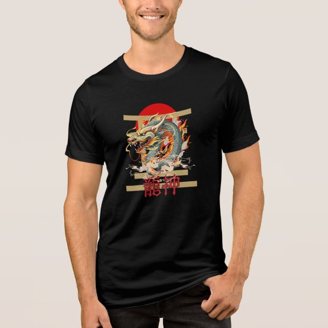 Ryujin - Japanese Dragon Spirit Tri-Blend Shirt (Vorderseite)