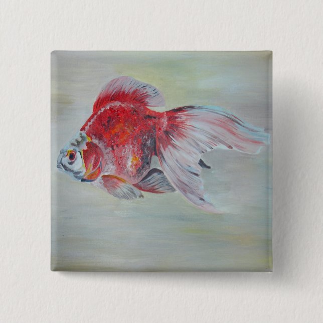 Ryukin Goldfish Acrylmalerei Button (Vorderseite)