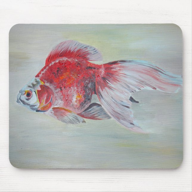 Ryukin Goldfish Acrylmalerei Mousepad (Vorne)