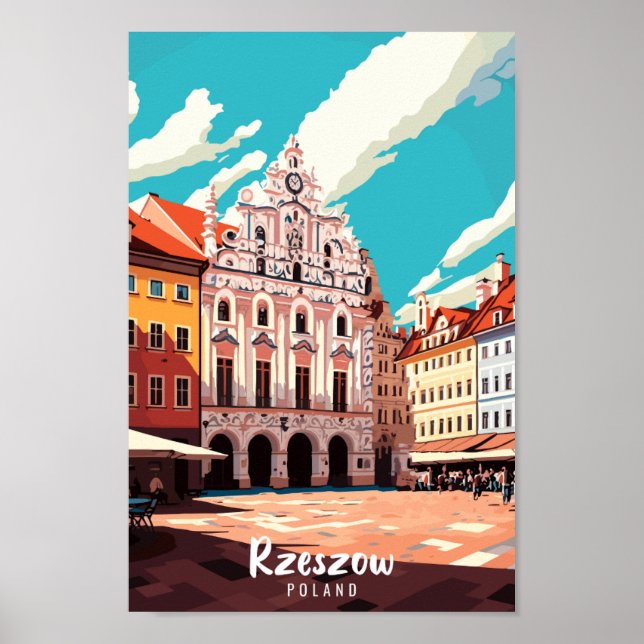 Rzeszow Polen Vintage-Reise-Ort Abbildung Poster (Vorne)