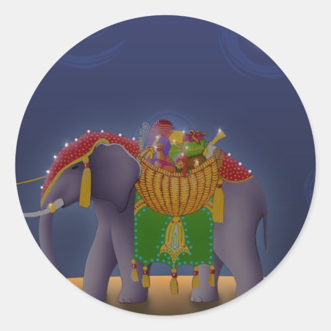 S001 Elephant-Aufkleber Runder Aufkleber (Vorderseite)