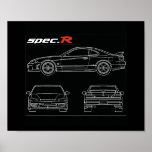 s15 spec oder aero line art blue print zeichn the3 poster