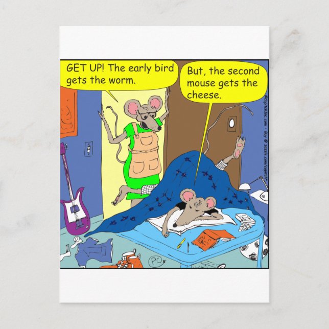 s4 Die zweite Maus bekommt den Cartoon Käse Postkarte (Vorderseite)