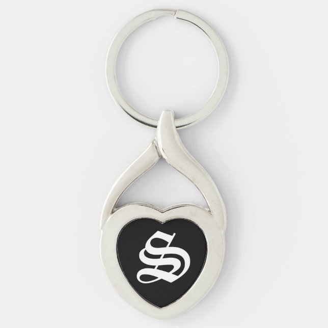 "S" Black Heart Keychain Schlüsselanhänger (Vorderseite)