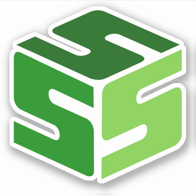 S-Cubed Green Logo-Aufkleber (3" x 3") Aufkleber (Vorderseite)