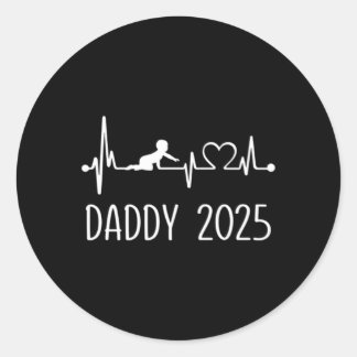 S Daddy Est 2025 Frequency Pulse New Daddy zu sein Runder Aufkleber