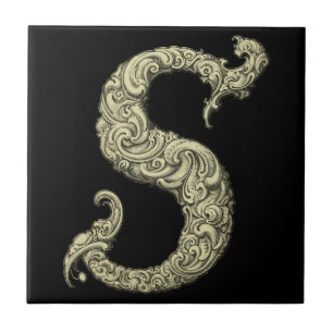 S - Das Falck Alphabet (golden) Fliese