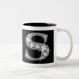 "S" Diamant Bling auf schwarzer Tasse