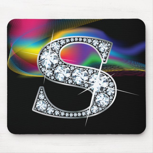 "S" Diamantblende mit Rainbow Swirl Mousepad (Vorne)