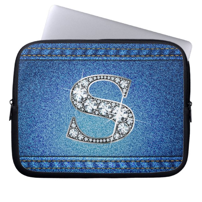 S "Diamond" Denim Stitching Electronics Bag Laptopschutzhülle (Vorderseite)