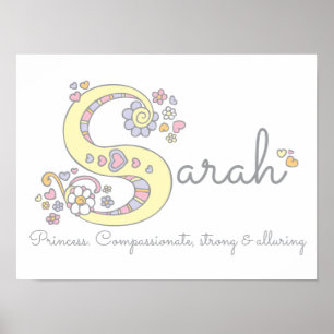 S für Sarah Monogram Art Name bedeutet Poster