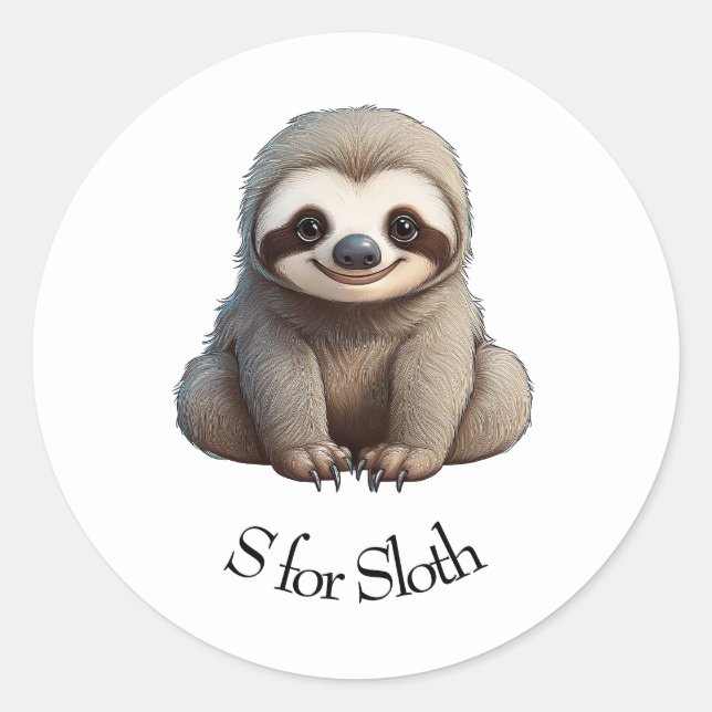S für Sloth Runder Aufkleber (Vorderseite)