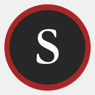 S: Initial S Letter S Red, White & Black Aufkleber